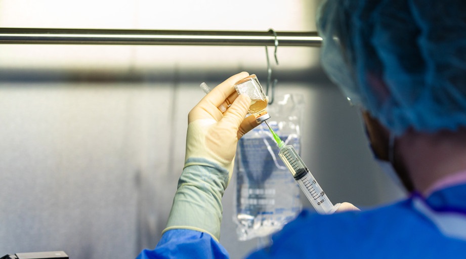 IV bag and syringe